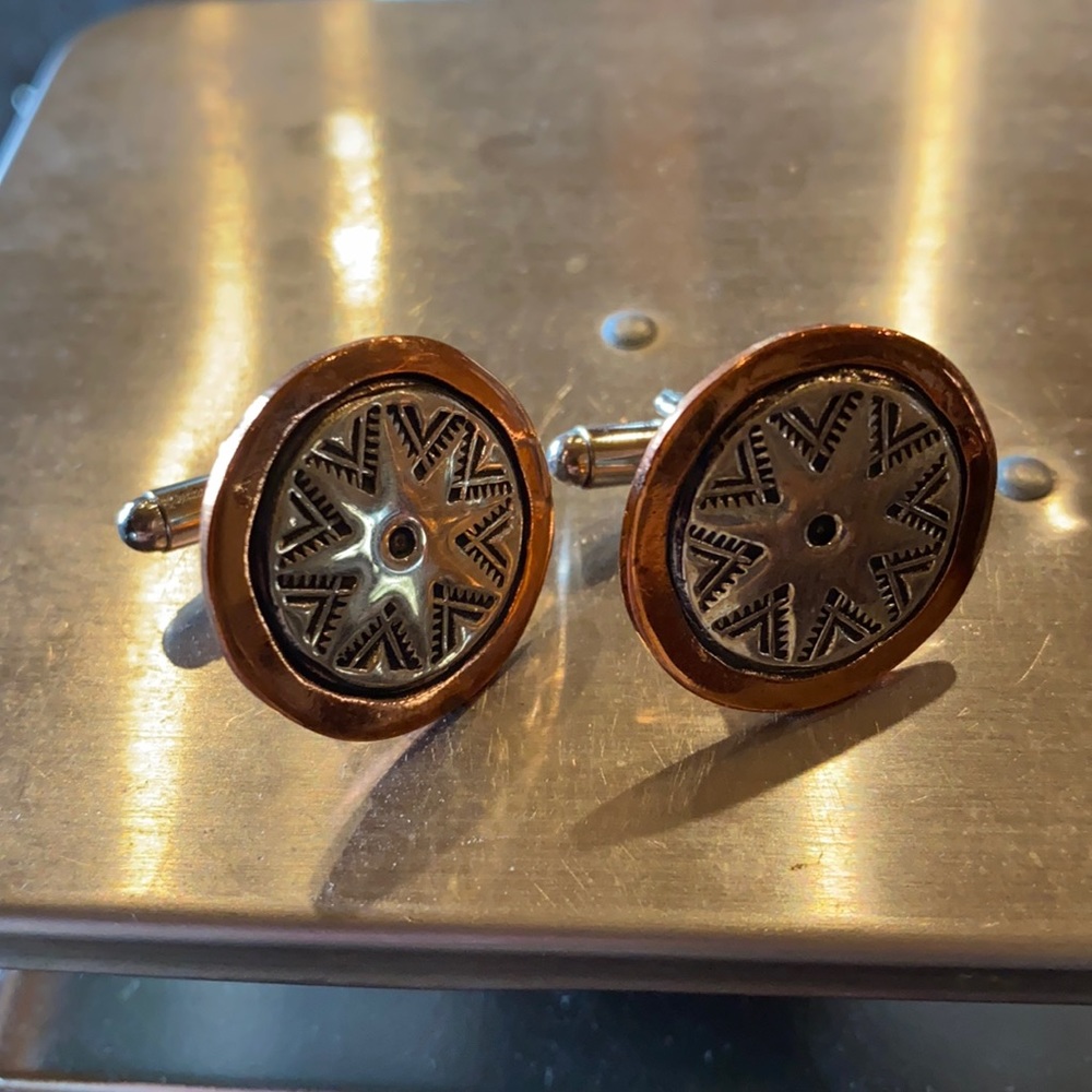 Navajo sterling silver and copper cuff links